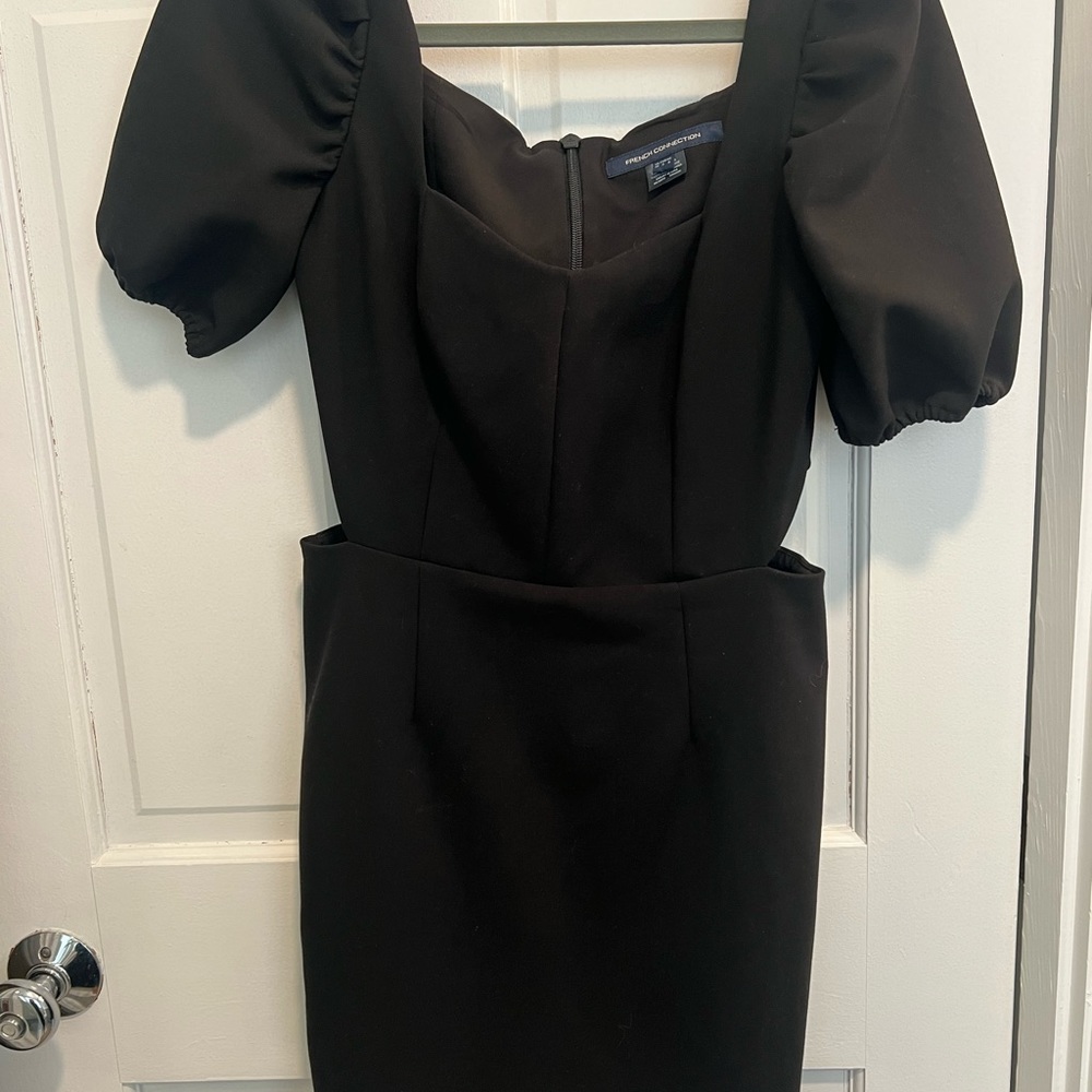 French Connection Black Puff Sleeve Mini Dress